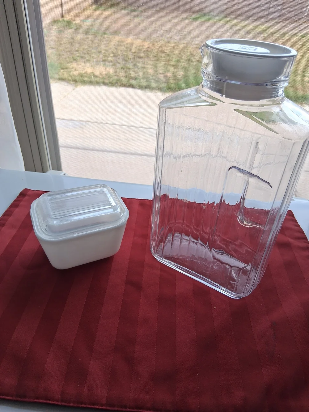 Clear Glass Storage Jar with White Lid - Home Kitchen